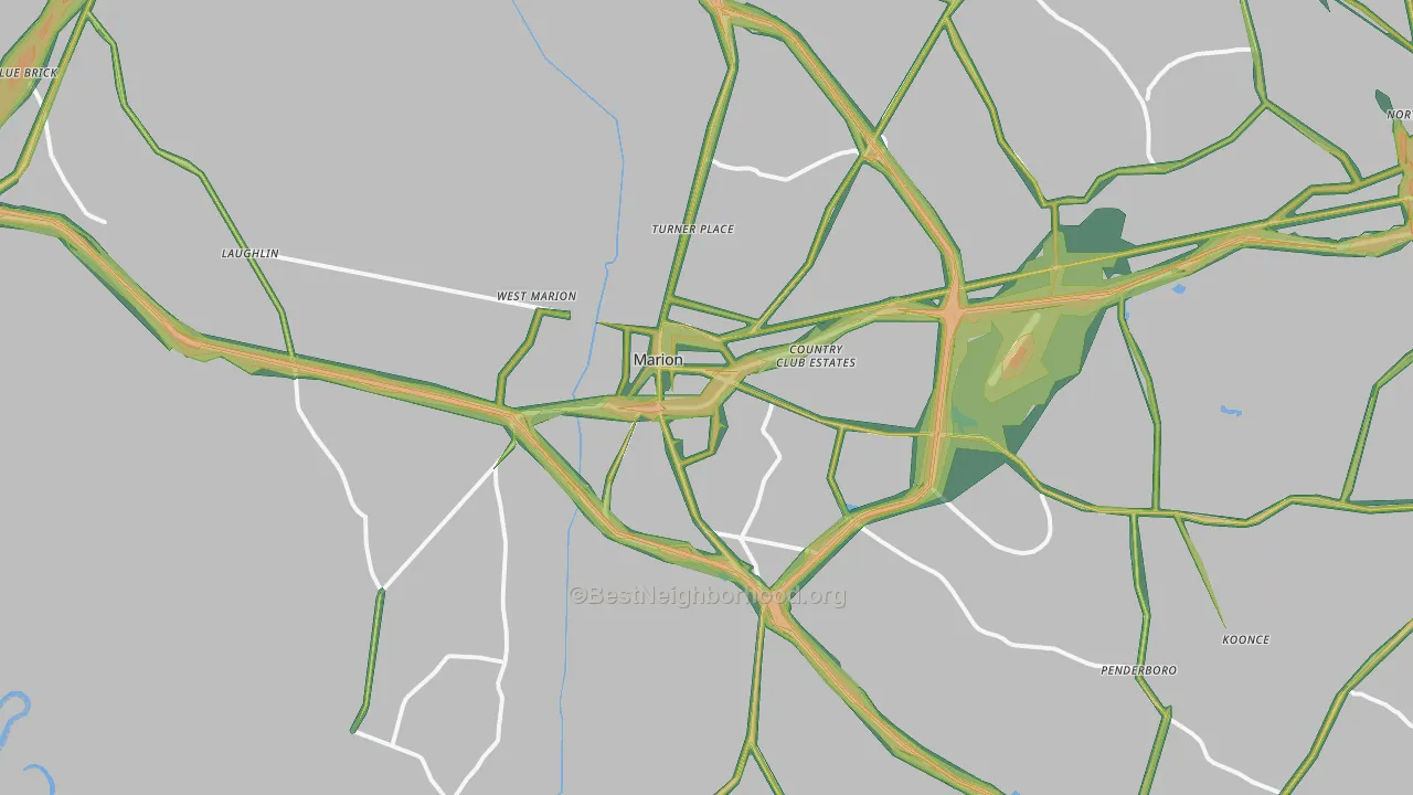 Marion, SC Map of Noise Levels in Marion