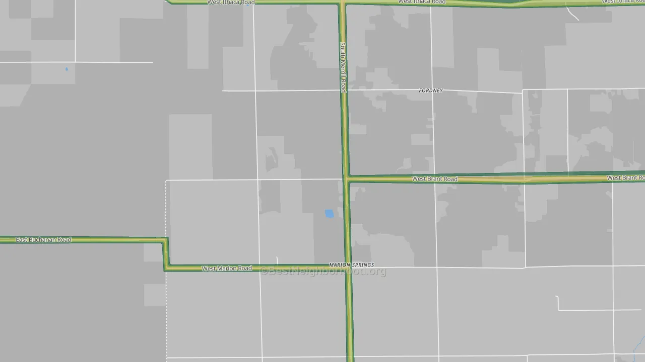 Marion Springs, MI Map of Noise Levels in Marion Springs