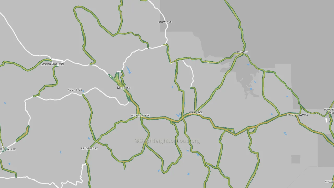 Mariposa, CA Map of Noise Levels in Mariposa