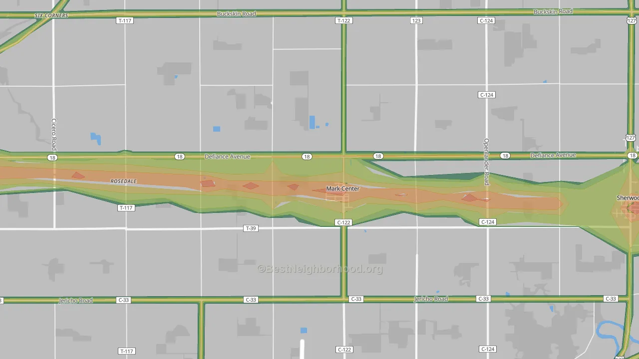 Mark Center, OH Map of Noise Levels in Mark Center