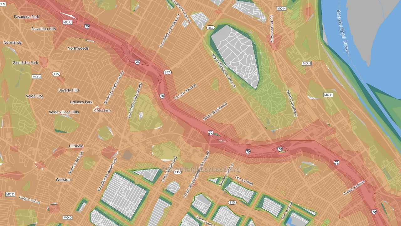 Mark Twain, St. Louis, MO Map of Noise Levels in Mark Twain