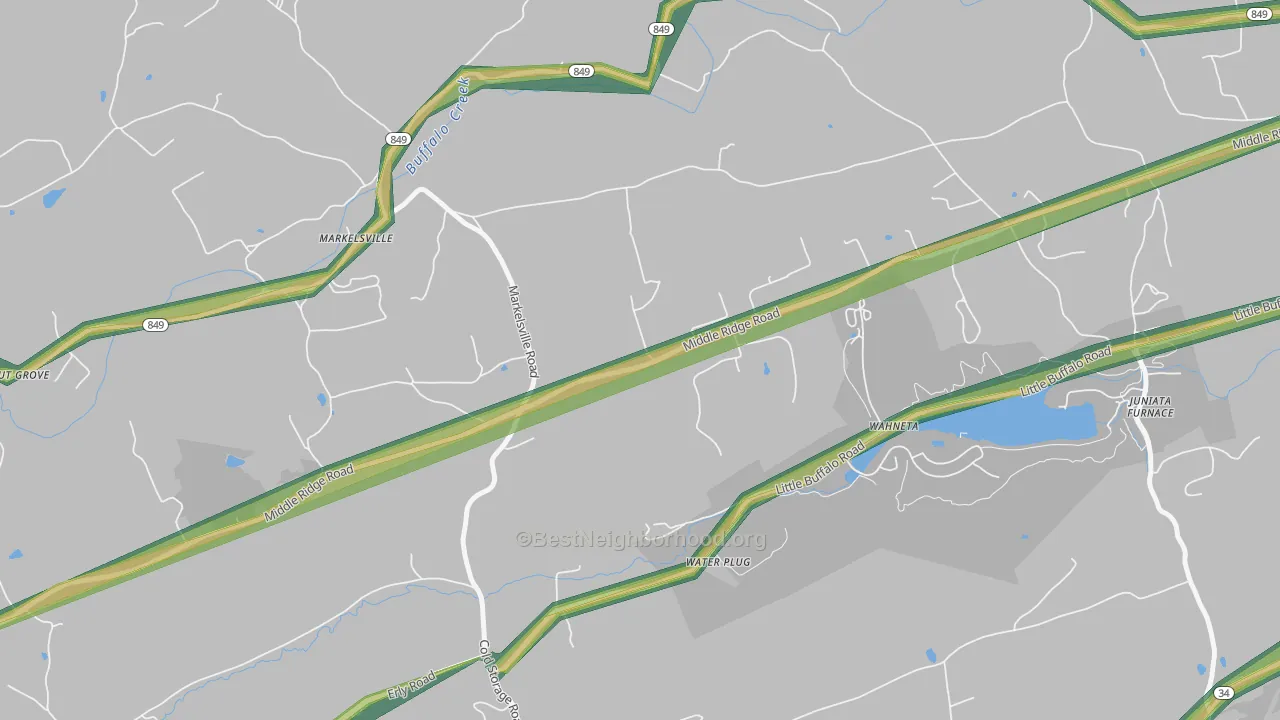 Markelsville, PA Map of Noise Levels in Markelsville