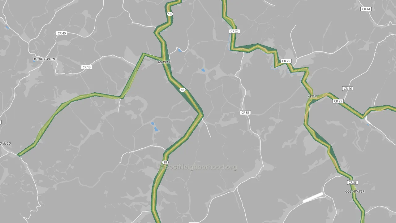 Market, WV Map of Noise Levels in Market