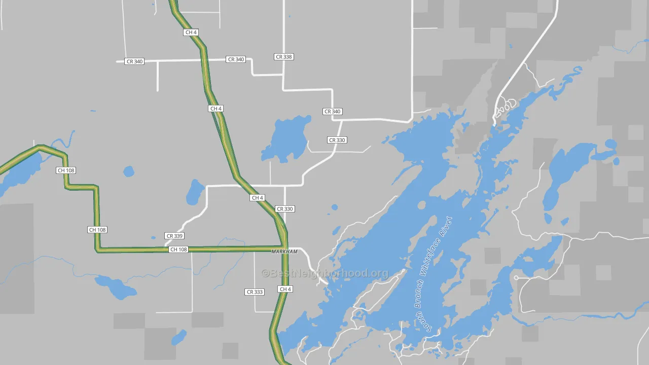 Markham, MN Map of Noise Levels in Markham