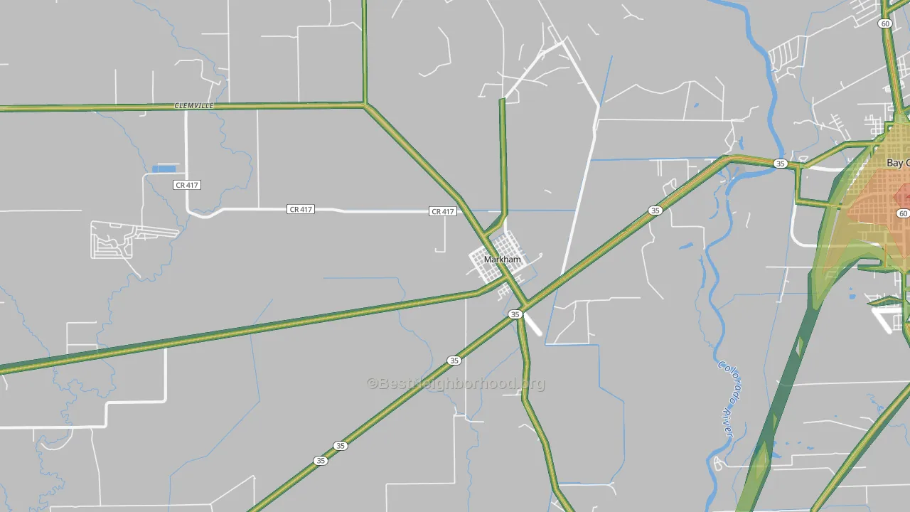 Markham, TX Map of Noise Levels in Markham