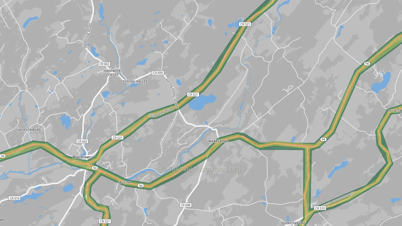 Marksboro, NJ Map of Noise Levels in Marksboro