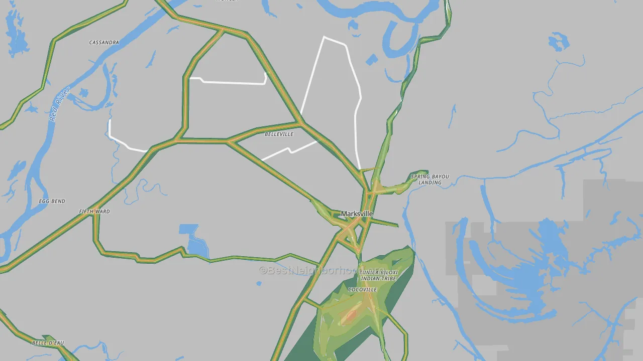 Marksville, LA Map of Noise Levels in Marksville