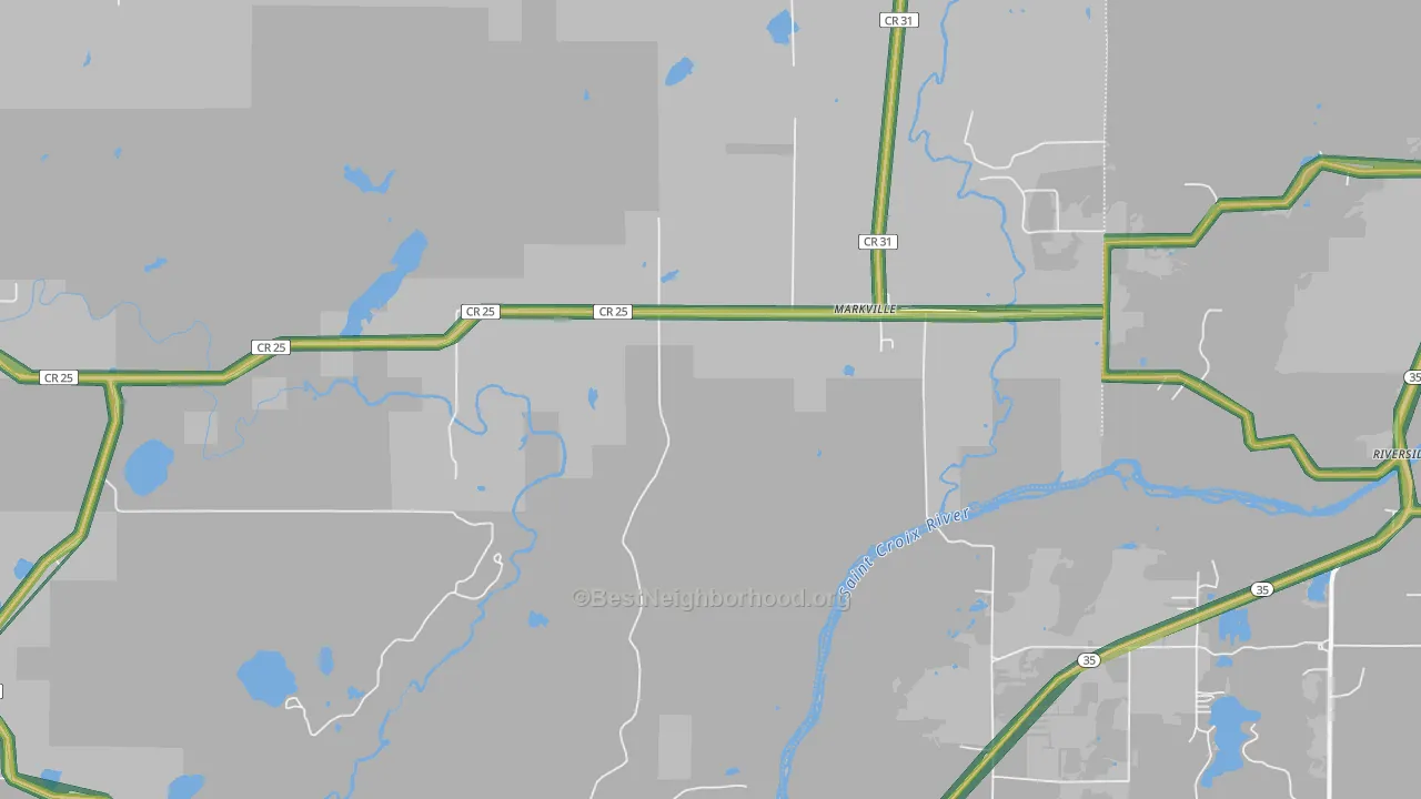 Markville, MN Map of Noise Levels in Markville