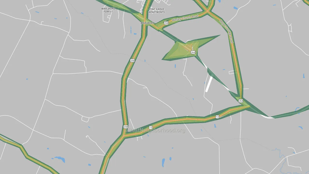 Marlboro, NC Map of Noise Levels in Marlboro