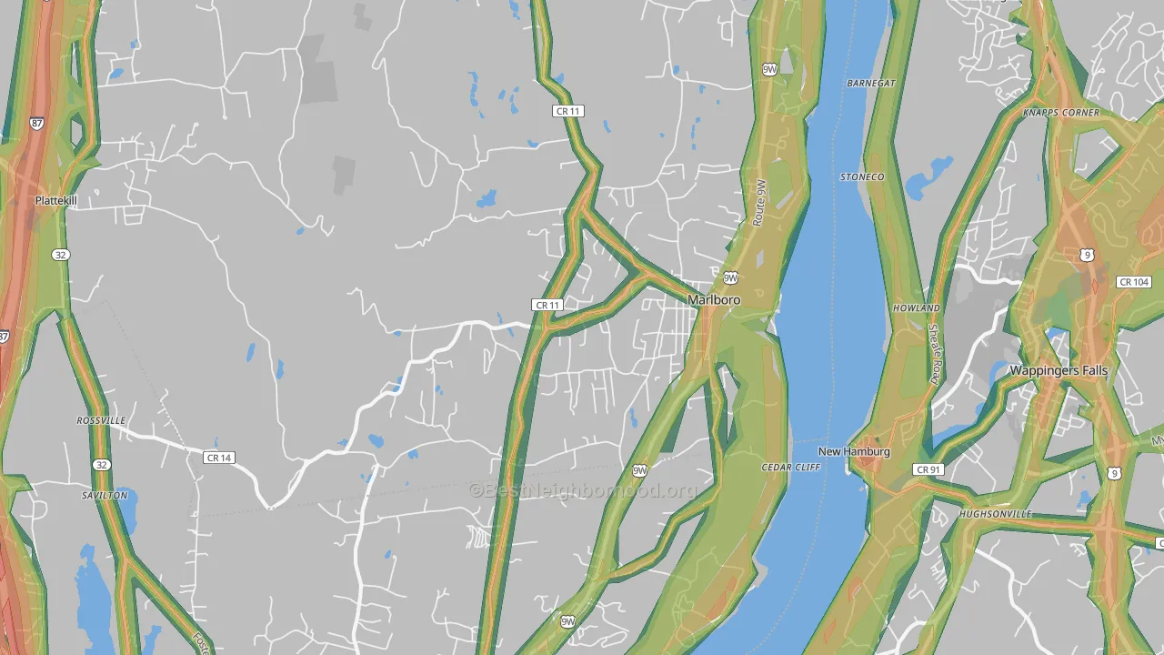 Marlboro, NY Map of Noise Levels in Marlboro