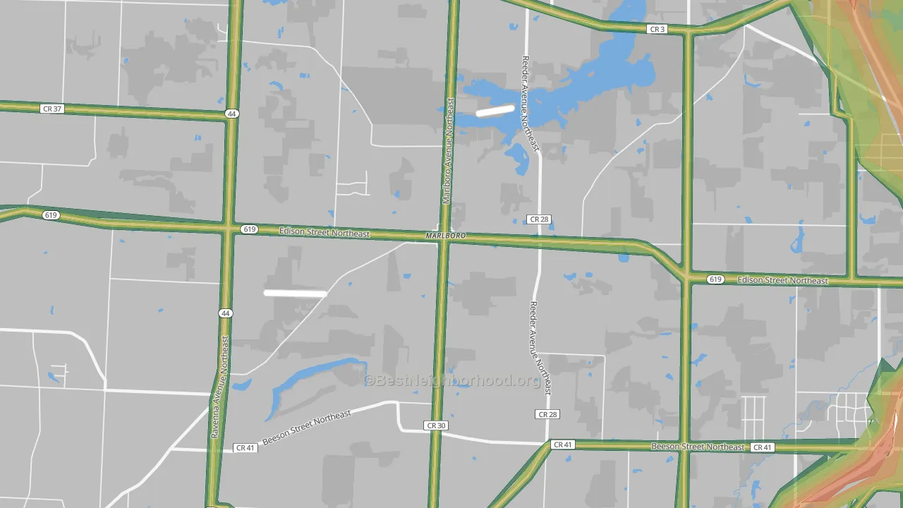 Marlboro, OH Map of Noise Levels in Marlboro