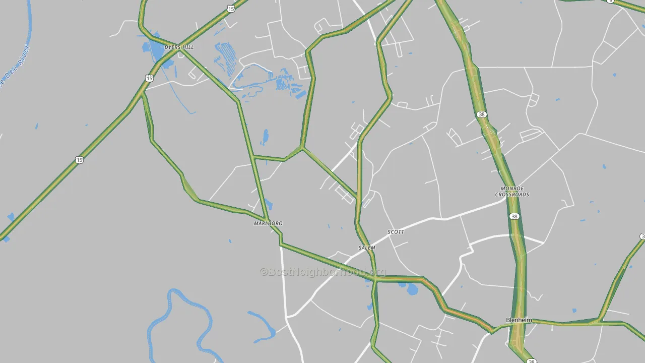 Marlboro, SC Map of Noise Levels in Marlboro