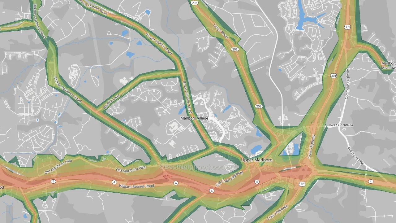 Marlboro Village, MD Map of Noise Levels in Marlboro Village