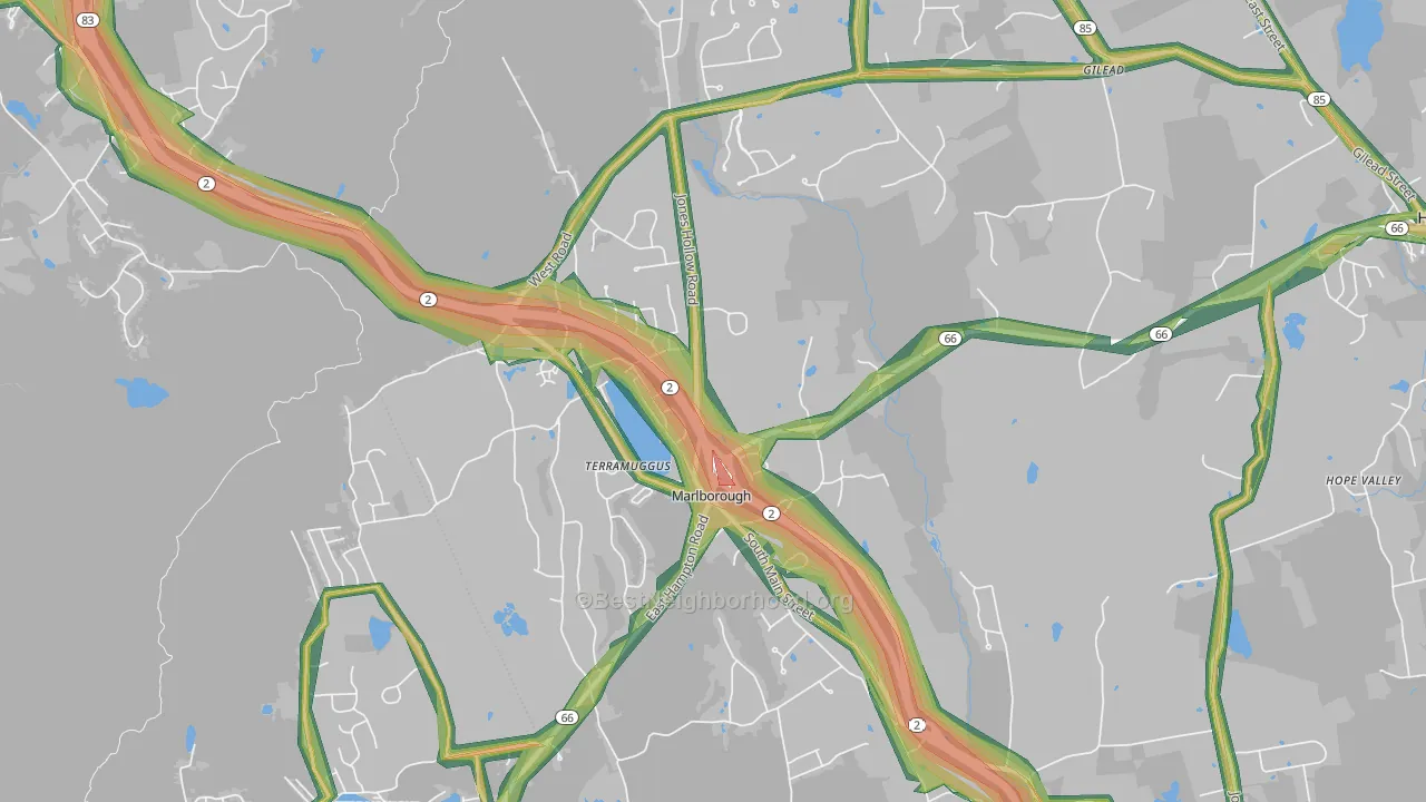 Marlborough, CT Map of Noise Levels in Marlborough