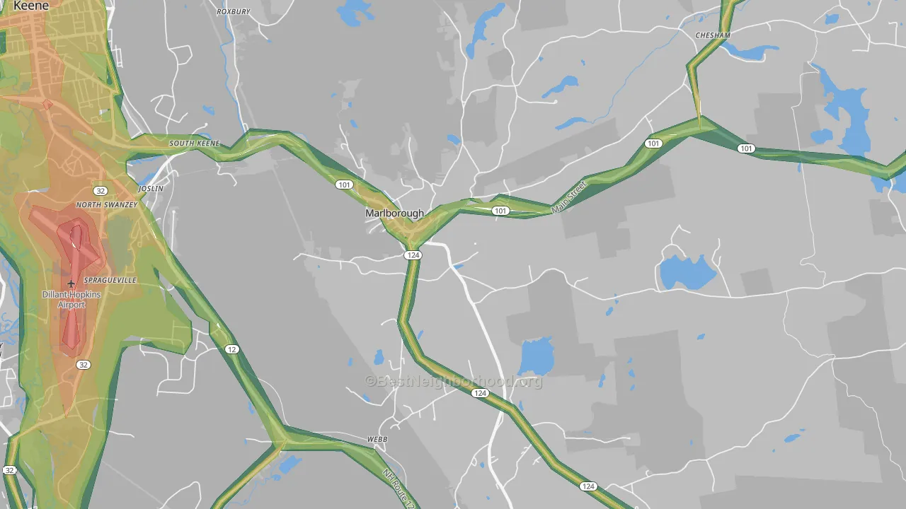 Marlborough, NH Map of Noise Levels in Marlborough