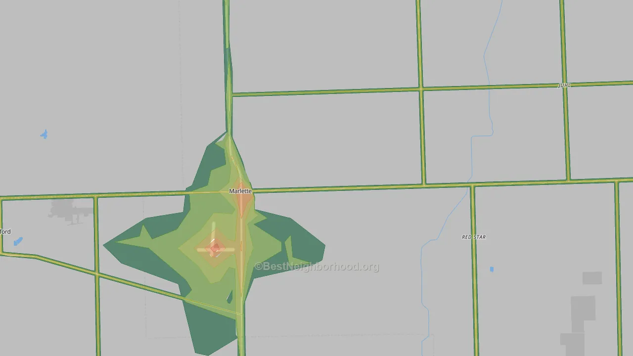 Marlette, MI Map of Noise Levels in Marlette