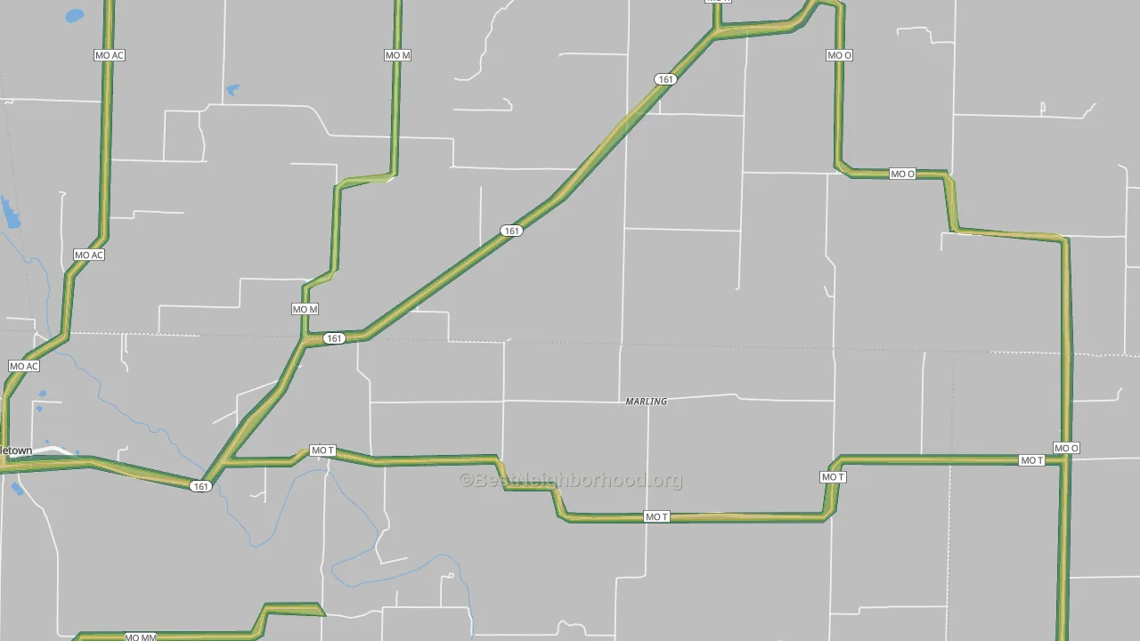Marling, MO Map of Noise Levels in Marling