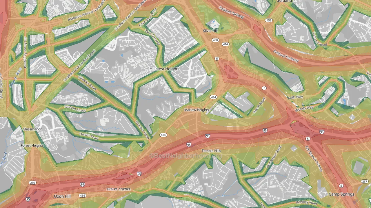 Marlow Heights, MD Map of Noise Levels in Marlow Heights
