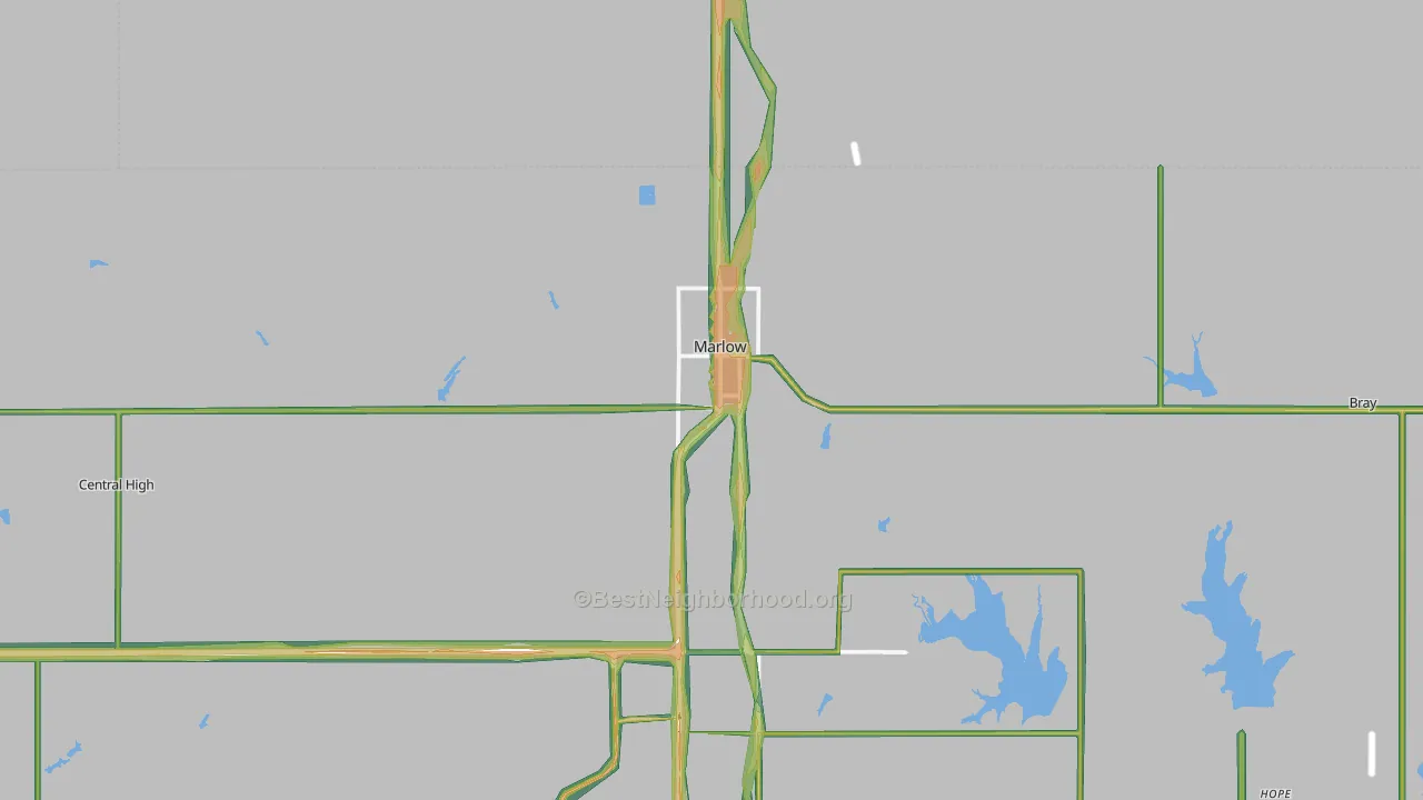 Marlow, OK Map of Noise Levels in Marlow