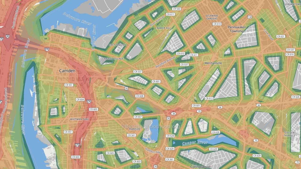 Marlton, Camden, NJ Map of Noise Levels in Marlton
