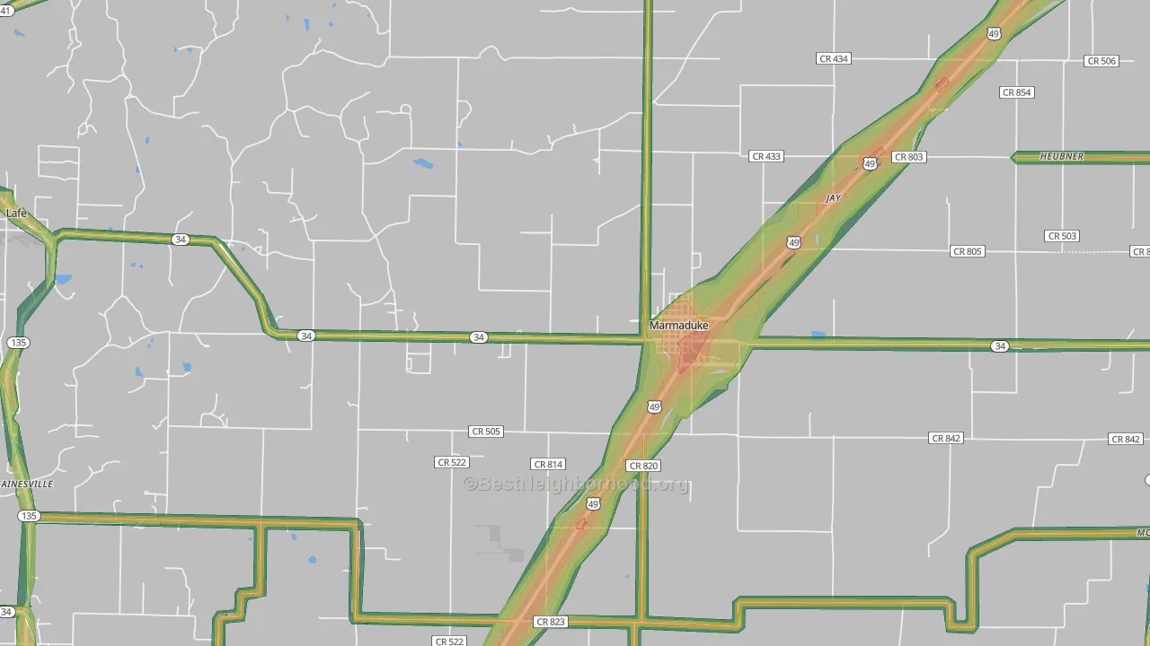 Marmaduke, AR Map of Noise Levels in Marmaduke