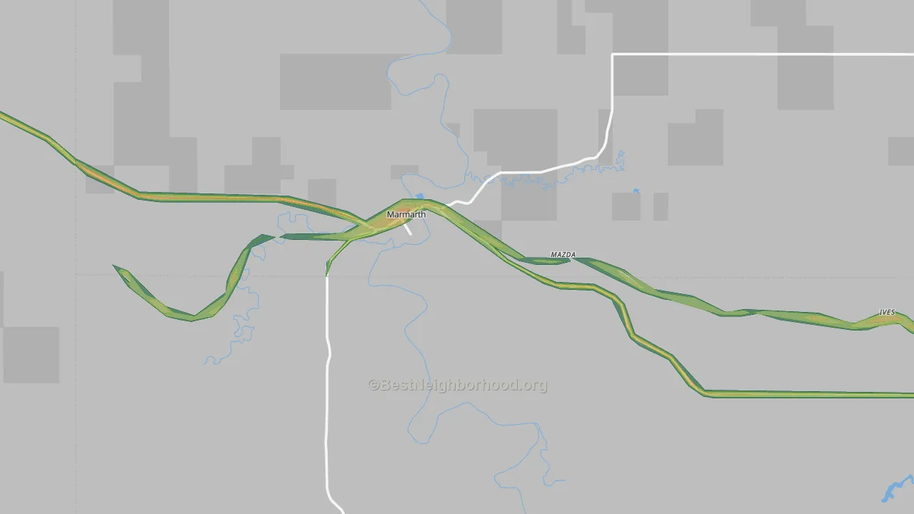 Marmarth, ND Map of Noise Levels in Marmarth