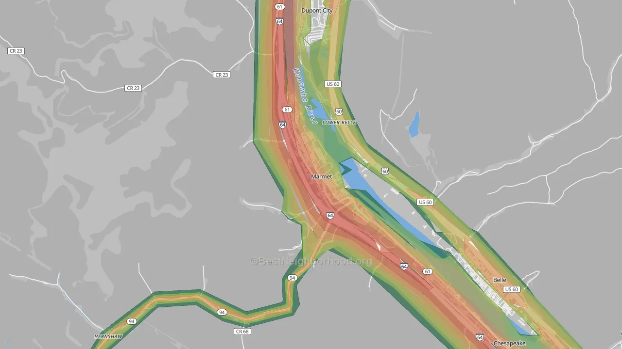 Marmet, WV Map of Noise Levels in Marmet