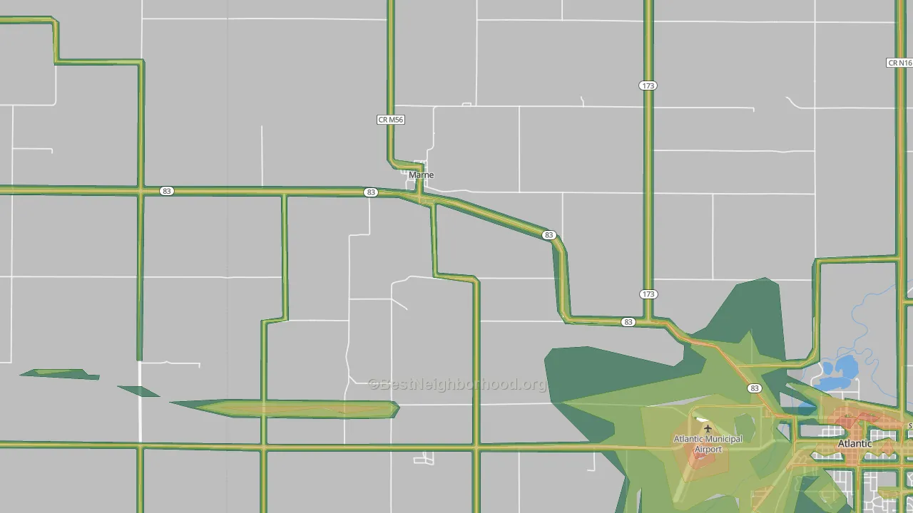 Marne, IA Map of Noise Levels in Marne