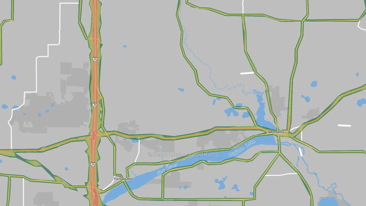 Marquette County, WI Map of Noise Levels in Marquette County