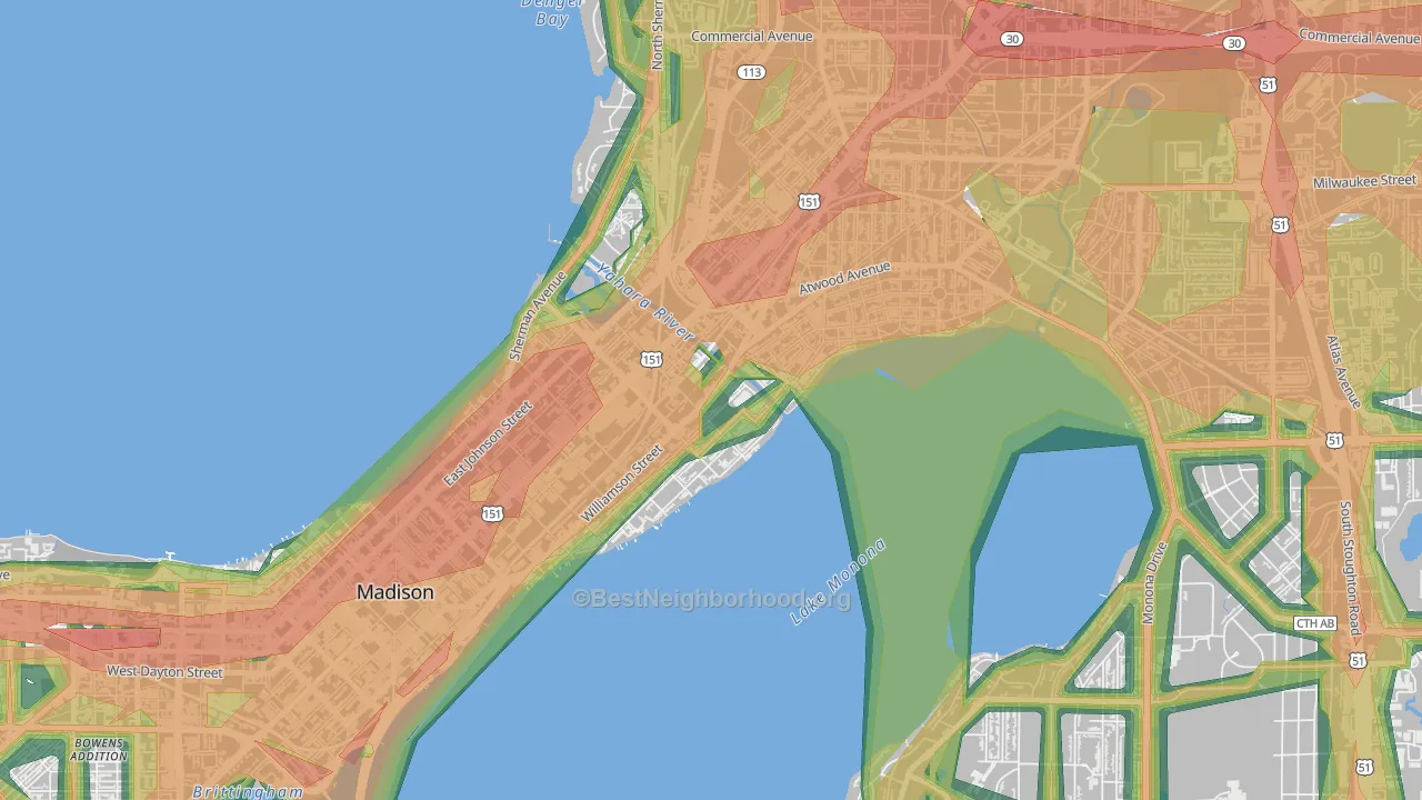 Marquette, Madison, WI Map of Noise Levels in Marquette