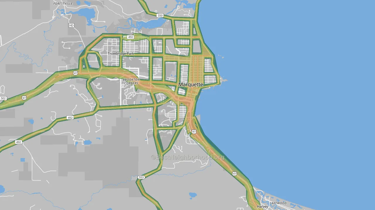 Marquette, MI Map of Noise Levels in Marquette