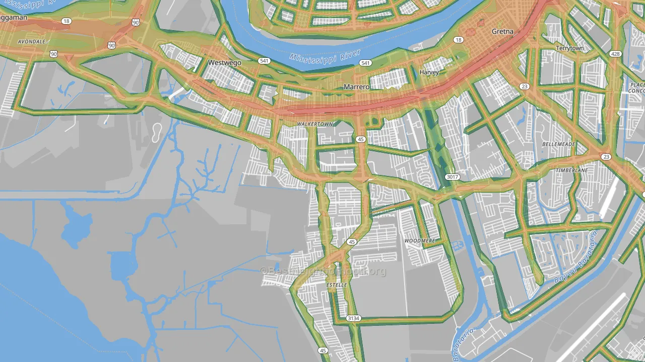 Marrero, LA Map of Noise Levels in Marrero