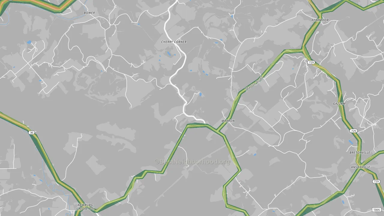 Marron, PA Map of Noise Levels in Marron