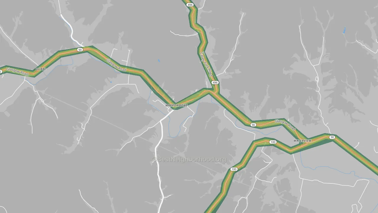 Marrowbone, KY Map of Noise Levels in Marrowbone
