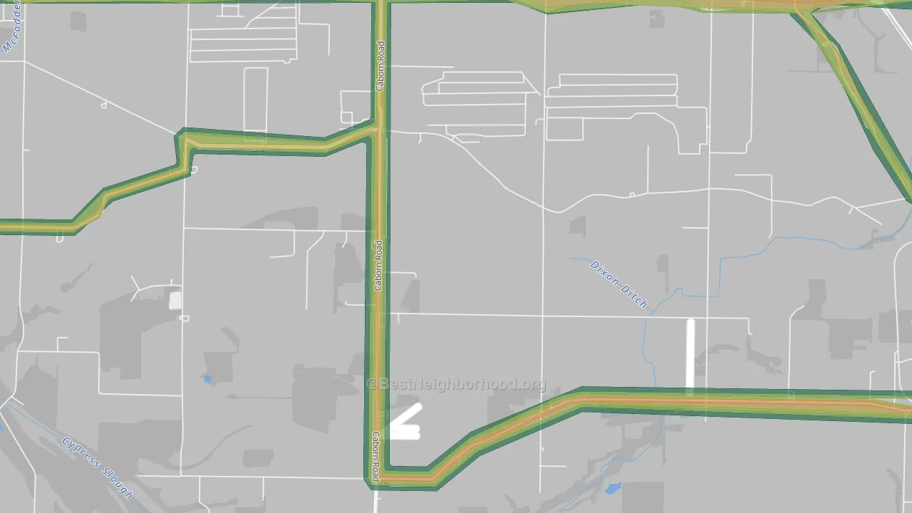 Marrs Center, IN Map of Noise Levels in Marrs Center