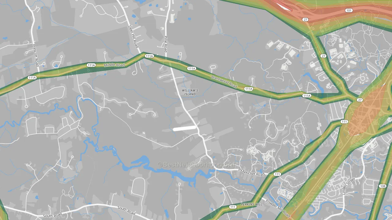 Marshall Corner, NH Map of Noise Levels in Marshall Corner