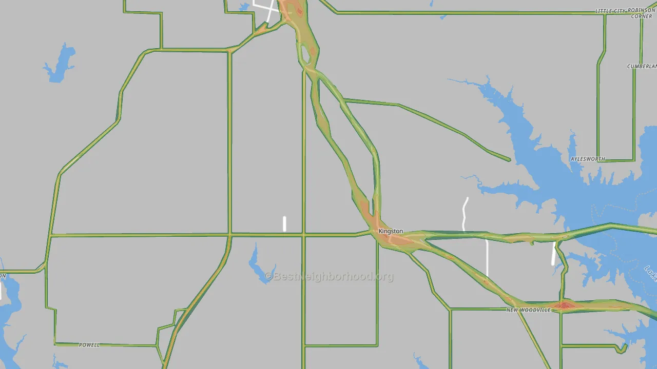 Marshall County, OK Map of Noise Levels in Marshall County