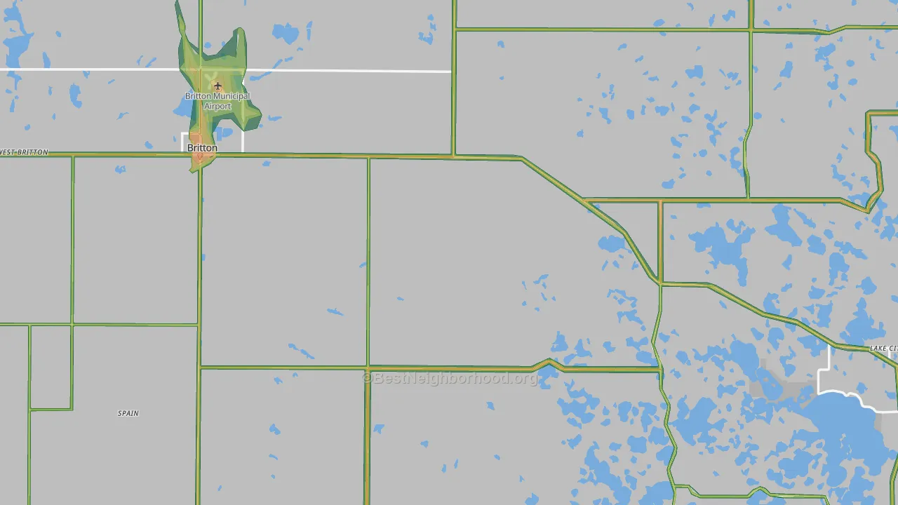 Marshall County, SD Map of Noise Levels in Marshall County
