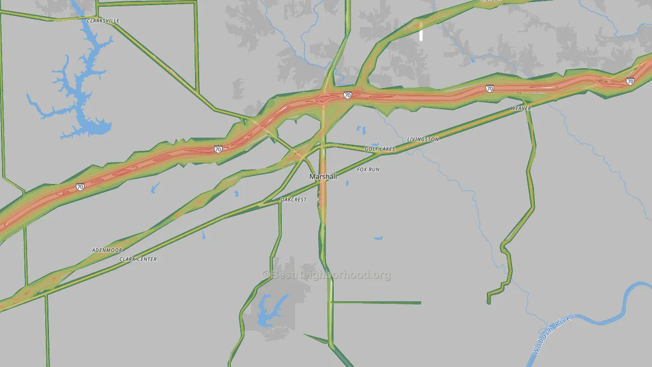 Marshall, IL Map of Noise Levels in Marshall