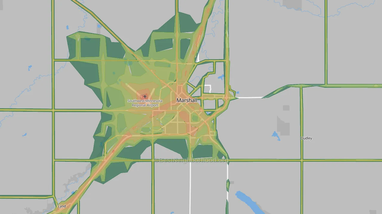 Marshall, MN Map of Noise Levels in Marshall