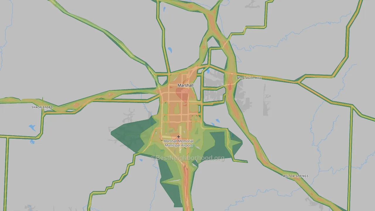 Marshall, MO Map of Noise Levels in Marshall