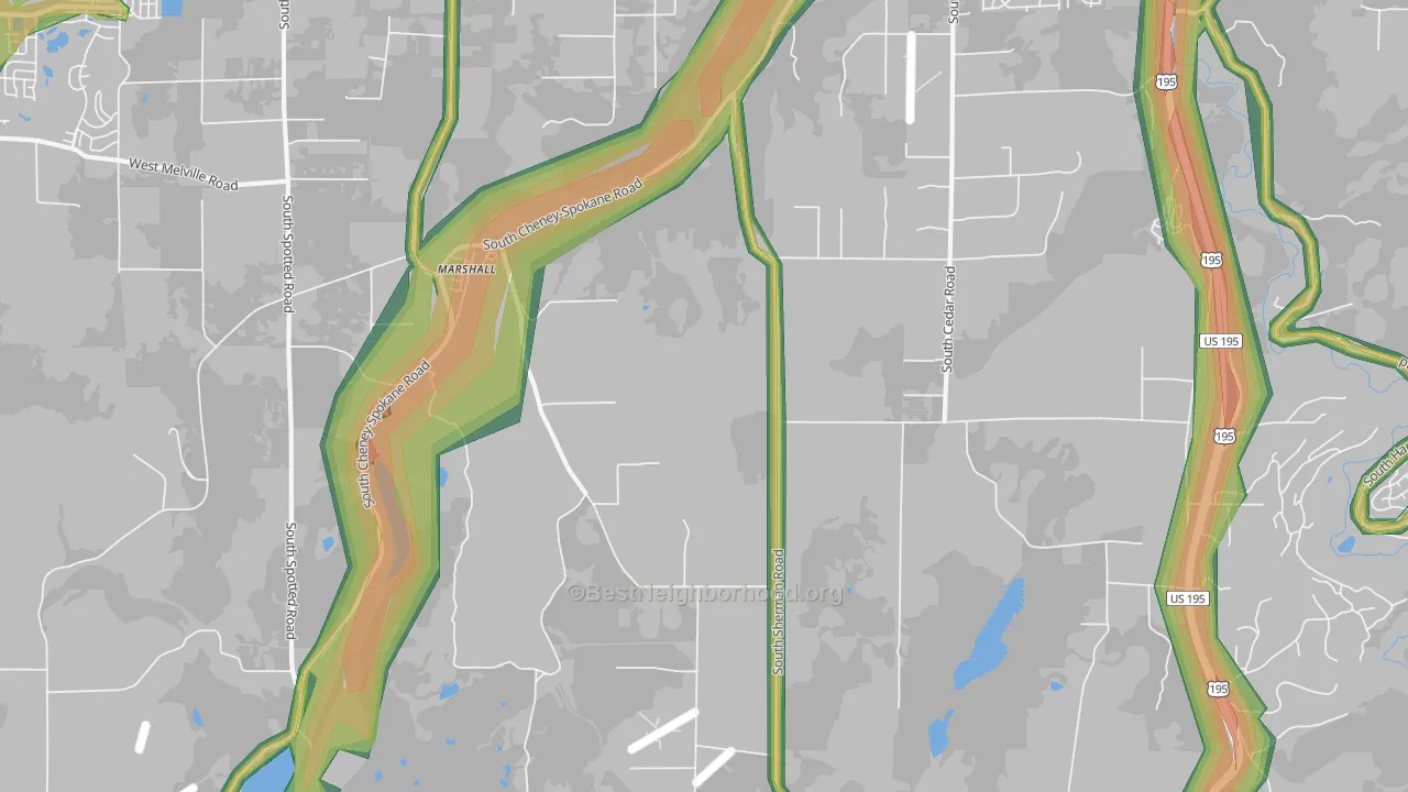 Marshall, WA Map of Noise Levels in Marshall