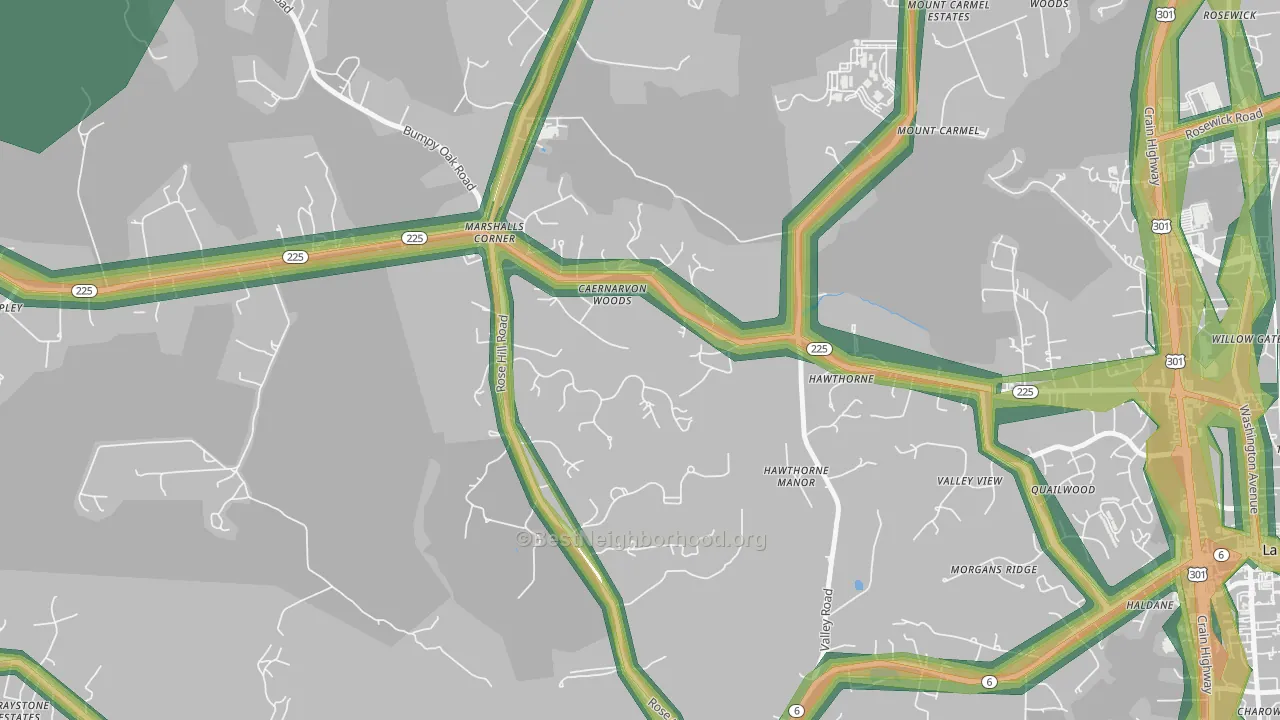 Marshalls Corner, MD Map of Noise Levels in Marshalls Corner