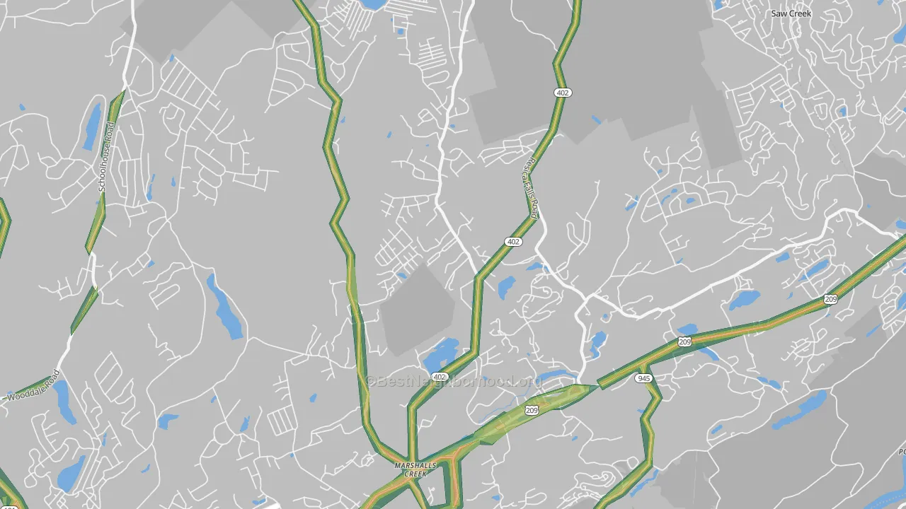 Marshalls Creek, PA Map of Noise Levels in Marshalls Creek