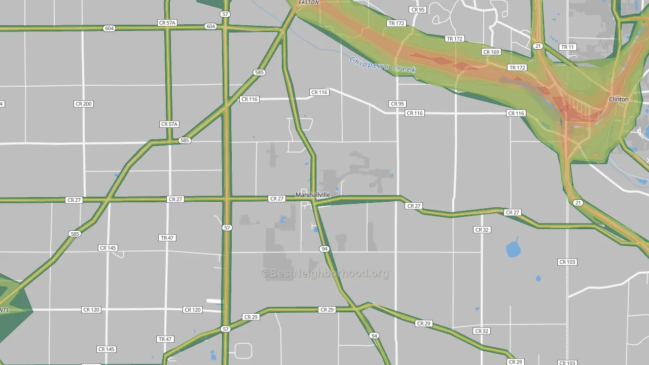 Marshallville, OH Map of Noise Levels in Marshallville