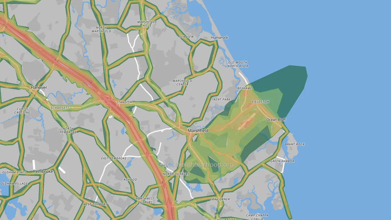 Marshfield, MA Map of Noise Levels in Marshfield