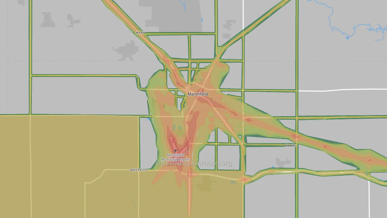 Marshfield, WI Map of Noise Levels in Marshfield