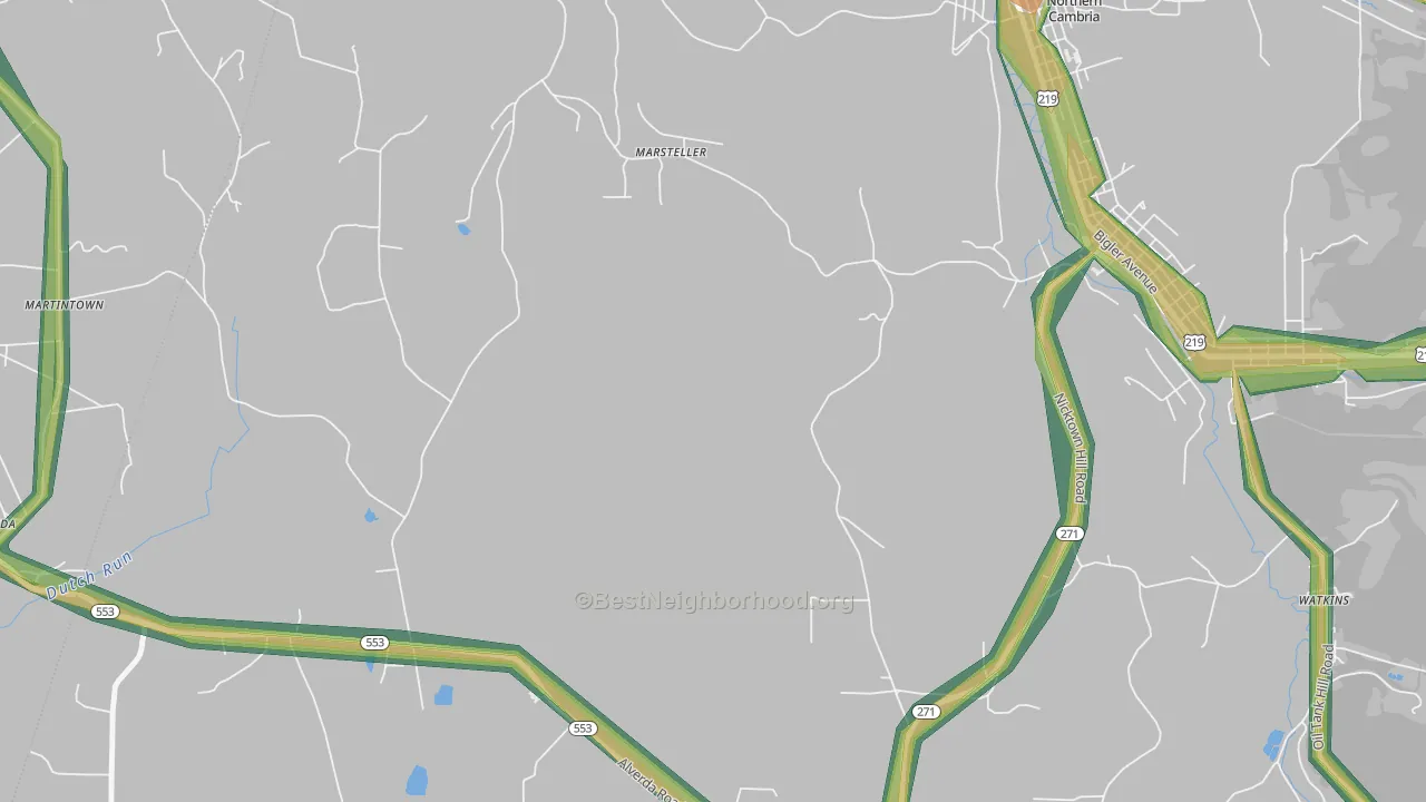 Marsteller, PA Map of Noise Levels in Marsteller