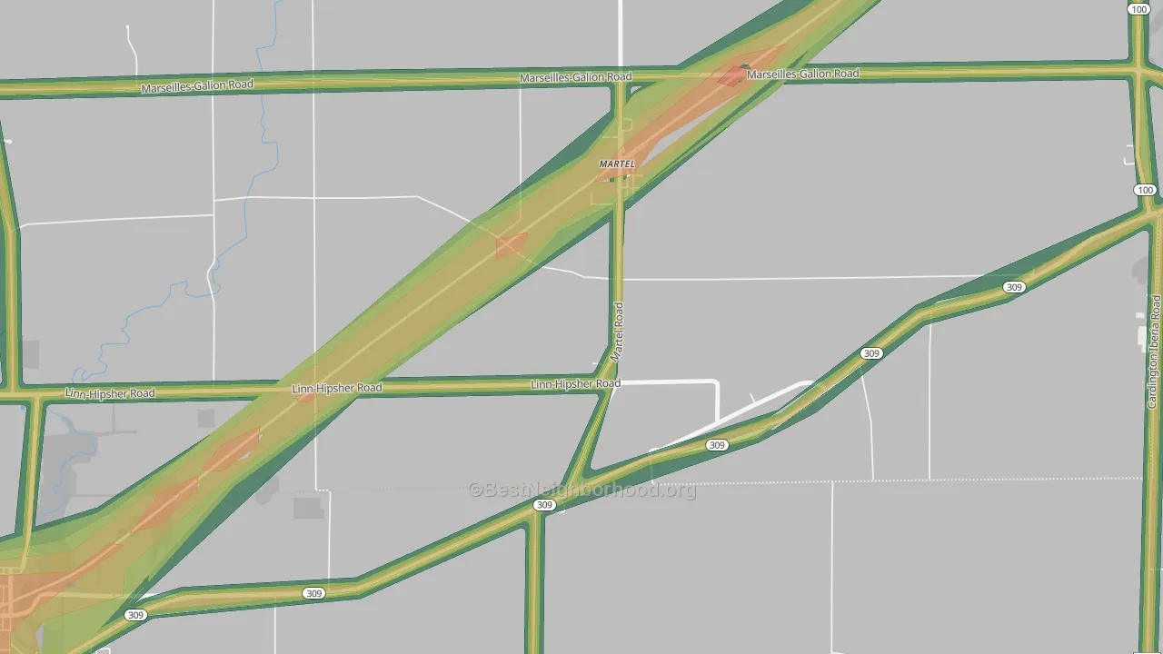 Martel, OH Map of Noise Levels in Martel