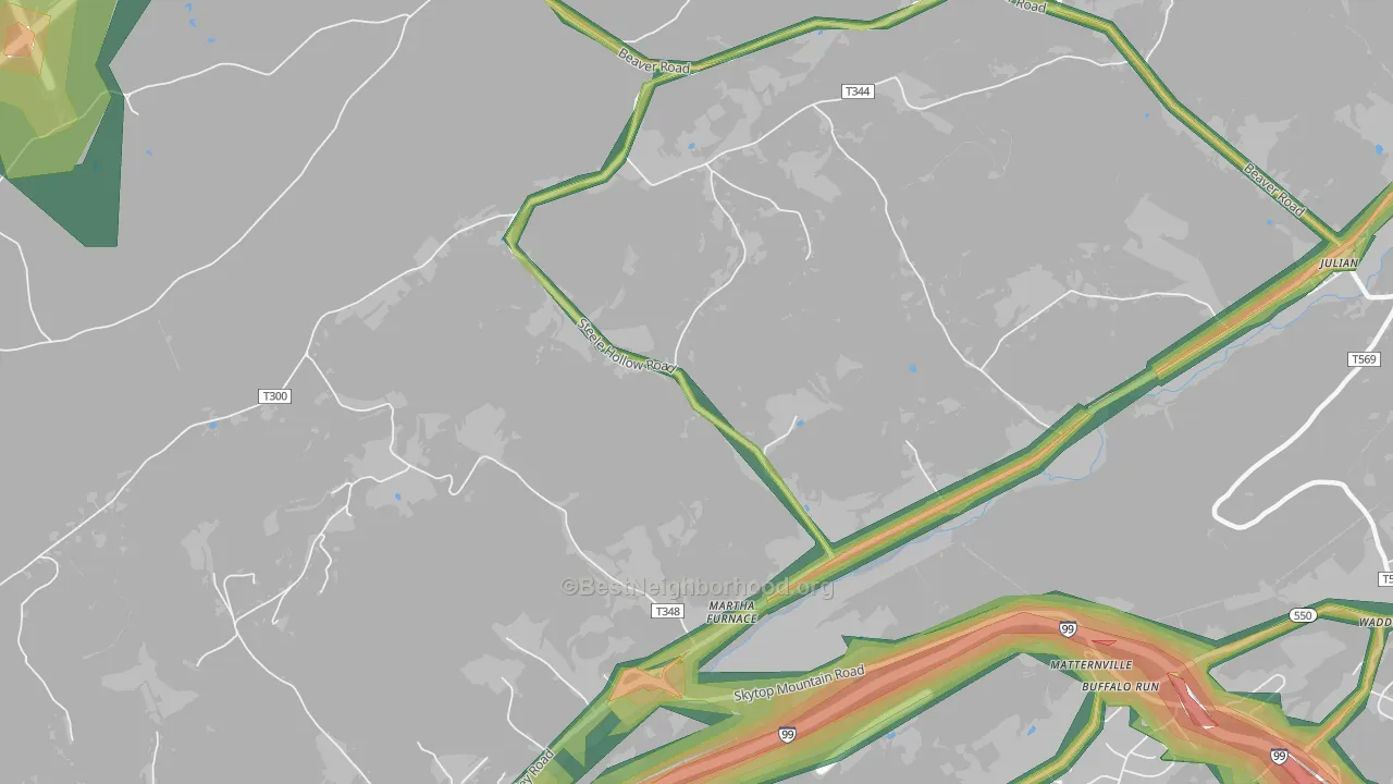 Martha Furnace, PA Map of Noise Levels in Martha Furnace